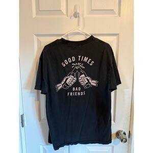 Good Times Bad Friends Sketchy Tank Black Tee Size L